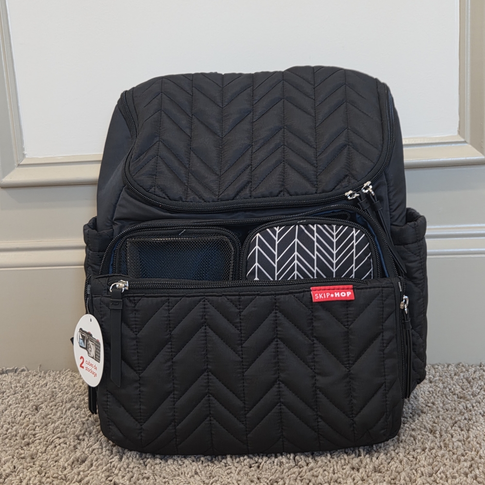Skip Hop Black Quilted Diaper Backpack